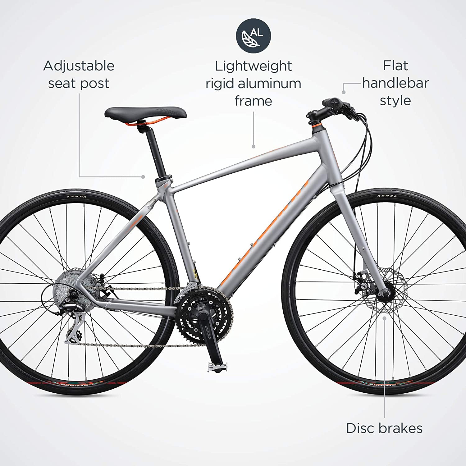 Schwinn Vantage Mens Womens Sport Hybrid Bike 18 24 Speed Drivetrain Aluminum Frame Flat Bar Disc Brakes Smooth Ride Technology Multiple Colors 60cm X Large Frame Vantage F2 Matte Grey Walmart