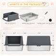 thumbnail image 5 of Stainless Steel Cat Litter Box 4"H 17.5"L x 13.5"W Covered High Sides For Indoor Cats, 5 of 9