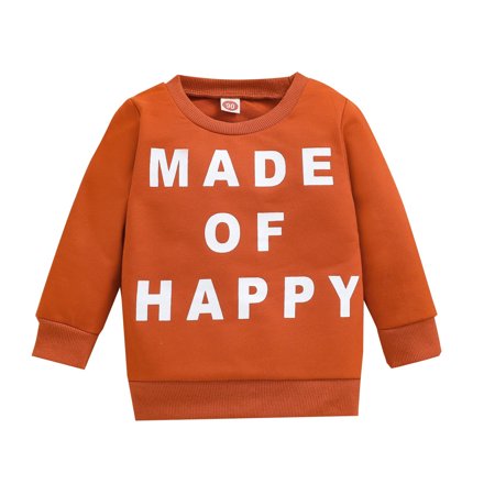 

Odeerbi Toddler Sweatshirt Autumn Winter Boys Girls Children s Clothes Long Sleeve Letter Printing Pullover Tops Brown