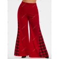 thumbnail image 2 of Pantalones Acampanados de Talla Extra Terciopelo a Cuadros Rosegal  Pantalones de talla grande, 2 of 5