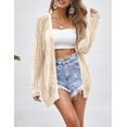 thumbnail image 3 of 2025 Spring Lightweight Crochet Cardigan for Women Long Sleeve Open Front Knit Oversized Cardigans Sweaters, 3 of 9