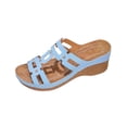 thumbnail image 2 of Fashion Plus Size Orthopedic Sandals for Womens Casual Spring Versatile Beach Wedge Heel Shoes Color Fish Mouth Open-Toe Thick-Soled Slippers, 2 of 9