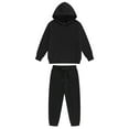 thumbnail image 2 of Vxuxlje Kids 2 Piece Sport Tracksuit Boys Girls Long Sleeve Drawstring Hoodie Sweatshirt with Jogger Black 110, 2 of 9