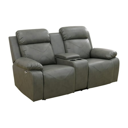 Aukfa Double Recliner Loveseat Sofa Overstuffed Loveseat with Cupholder for Living Room Gray