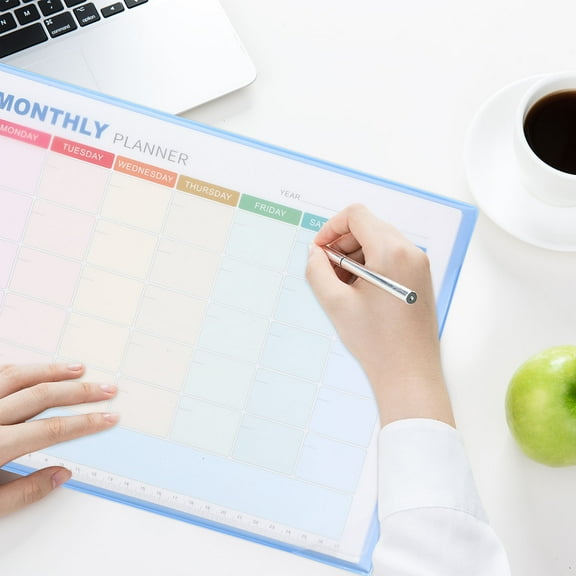 Hemoton A4 Undated Monthly Planner Blank Calendar Sheets for Task Management and School Scheduling Productivity Tracker No Dates Blue