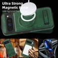 thumbnail image 2 of Dteck Magnetic Case for Google Pixel 9 Pro XL, Compatible with MagSafe, PU Leather TPU Bumper Shockproof Protective Cover with Kickstand,Darkgreen, 2 of 6