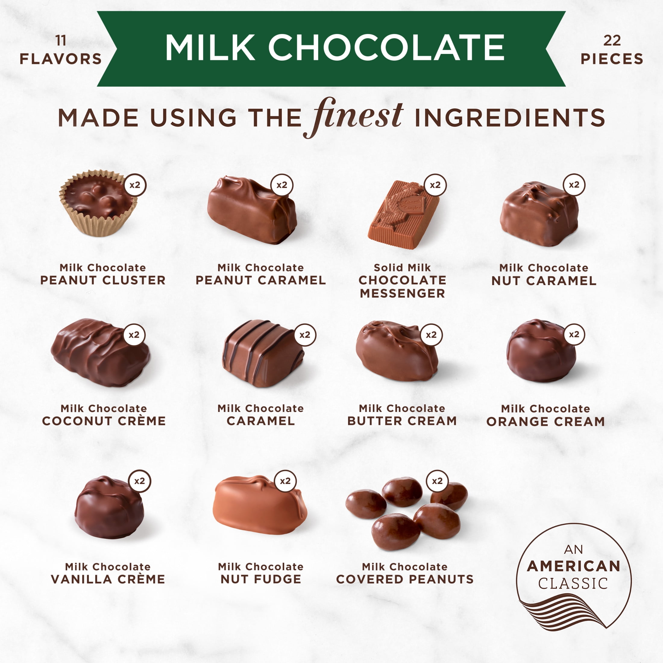 (2 pack) Whitman's Sampler Christmas Assorted Milk Chocolate Gift Box, 10 oz. (22 Pieces)