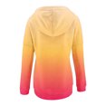 thumbnail image 4 of Jinhomg Women's Thin Fleece Hooded Sweatshirt Fall Lightweight Gradient Pullover Tops Casual Comfy Long Sleeve Drawstring Hoodies with Pocket Summer Saving Yellow M, 4 of 6