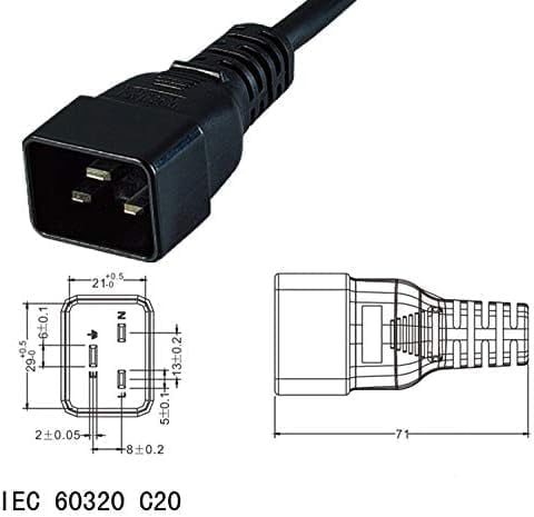 C20 to SAF-D-Grid T-Latch Power Cord, SAF-D-Grid T-Latch Plug to IEC 320 C20 SJT 16AWG,10ft/3m (C20 to Saf-D-Grid)