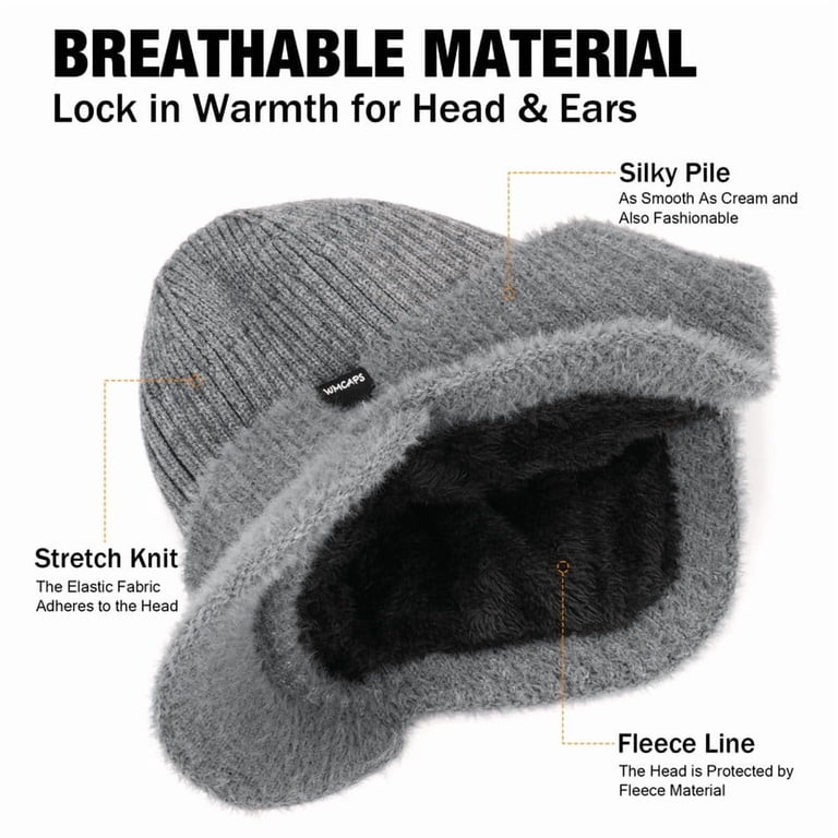 WMCAPS Winter Beanie with Fleece Lining, Brim and Ear Flaps  display picture 2