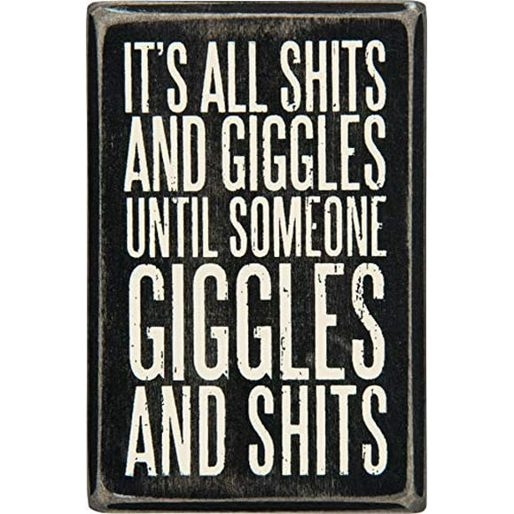 Primitives by Kathy 28599 Classic Box Sign, 3" x 4.5", Until Someone Giggles