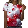 thumbnail image 2 of Rciityk Women's T-Shirts Summer Short Sleeve Top Casual Loose Crew Neck Heart Printed Basic Tee Valentines Day Gifts, 2 of 5