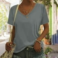 thumbnail image 2 of fatyb Womens V Neck T Shirts Short Sleeve Casual Tshirts Summer Solid Color Loose Tee Tops for Women, 2 of 6