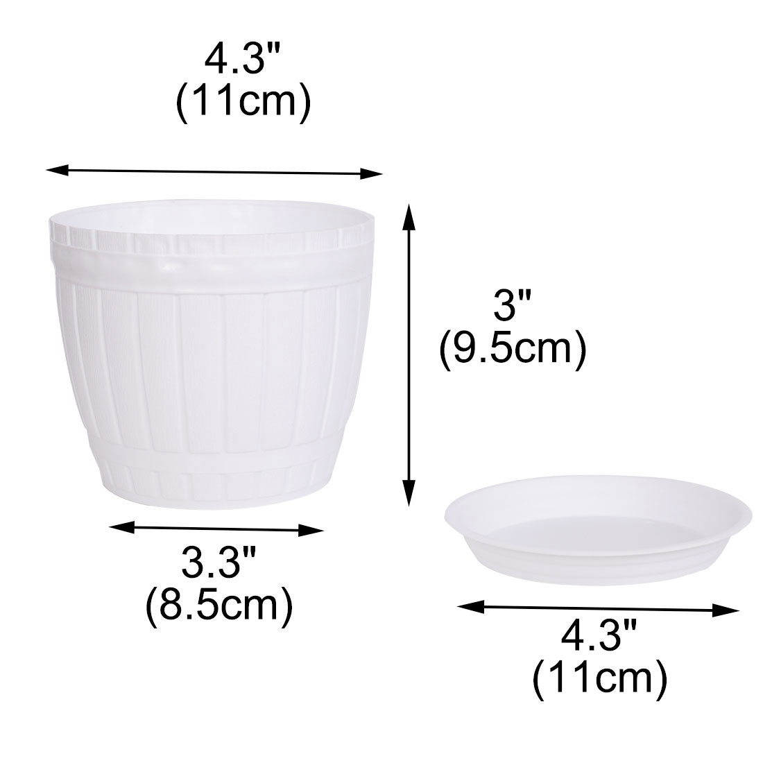 Unique Bargains Plastic Round White Plant Pot Holder, 4.3" x 3.7" x 3.3"