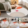 thumbnail image 5 of Round Rugs 5Ft, Beige Boho Round Area Rug Washable Indoor Throw Carpet, Modern Abstract Art Geometric Striped Soft Non Slip Circle Rug for Cabinet Bathroom Home Decor Aesthetic, 5 of 8