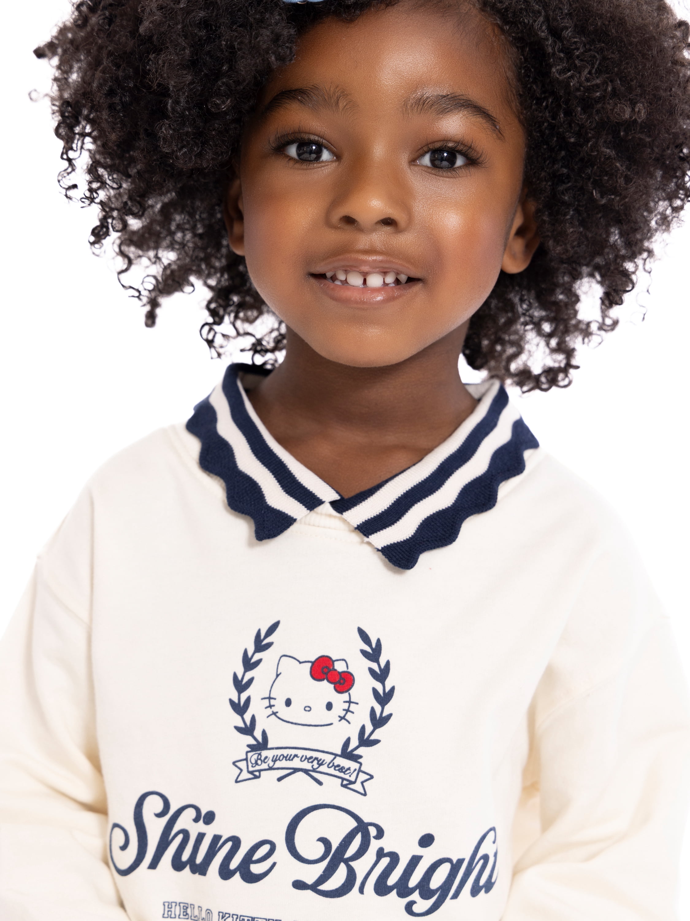 Wonder Nation Hello Kitty Baby and Toddler Girls Collared Graphic Sweatshirt with Long Sleeves, Sizes 12M-3T