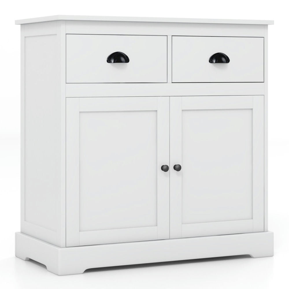 Finihen Kitchen Storage Cabinet, Buffet Sideboard, Kitchen Buffet Storage Cabinet with 2 Doors and 2 Storage Drawers, for Dining Room, Kitchen, Living Room, White Finihen Kitchen Storage Cabinet, Buffet Sideboard, Kitchen Buffet Storage Cabinet with 2 Doors and 2 Storage Drawers, for Dining Room, Kitchen, Living Room, White