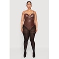 thumbnail image 3 of Women's Plus Size Faux Leather Ruched Corset Bodysuit, 3 of 5