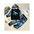 thumbnail image 2 of Kiapeise Toddler Casual Cute Hoodie Sets Kids Boys Dinosaur Pattern Contrast Color Pullover Elastic Waist Long Pants, 2 of 9