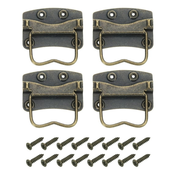 4Pcs Chest Handles, 53 x 37mm Wooden Box Ring Pull Lifting Handle, Bronze