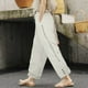 thumbnail image 2 of Pantalones palazzo con cintura elástica para mujer: detalle de encaje, cordón, pierna ancha con bolsillos, pantalones informales para todas las estaciones, 2 of 6