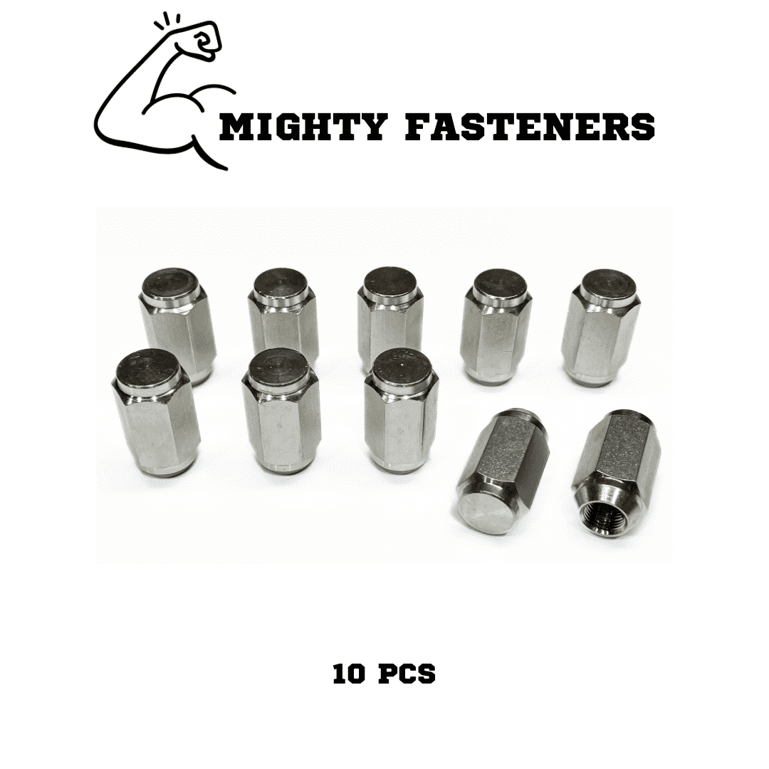 Mighty Fasteners Acorn Lug Nuts, 1/2"-20 Thread, 304 Stainless Steel, Electropolished for Improved Corrosion Resistance - Ideal for Trailer Wheels - 10 Units
