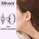thumbnail image 2 of Pendientes de aro de plata de ley con piedras natales Silvora para mujer. Diamantes creados. Delicada joya de regalo para cumpleaños o Navidad, 2 of 8