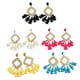 thumbnail image 5 of 1 par de pendientes estilo bohemio exagerado con flecos y trenzas de ratán retro con flecos y borlas, joyería para mujer (blanco), 5 of 5