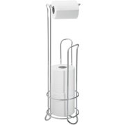 Metal Toilet Tissue Roll Reserve Organizer – Free-Standing Toilet Paper Holder for Bathroom – Holds 4 Rolls, Chrome, 26" H x 8.5" W x 9" D