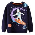 thumbnail image 4 of WIBACKER 2-7T Toddler Little Boy's Glow in the Dark Sweatshirts Novelty Crewneck Pullover Cotton Graphic Tops Sweater Shirts - Astronaut, 4 of 9
