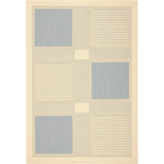 Safavieh Courtyard Eileen Geometric Indoor/Outdoor Area Rug, Natural/Blue, 5'3" x 7'7"