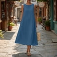 thumbnail image 6 of MaFYtyTPR Summer Denim Tank Dress for Women Trendy Solid Color Crew Neck Loose Casual Sleeveless Dresses With Pocket Sky Blue S, 6 of 7
