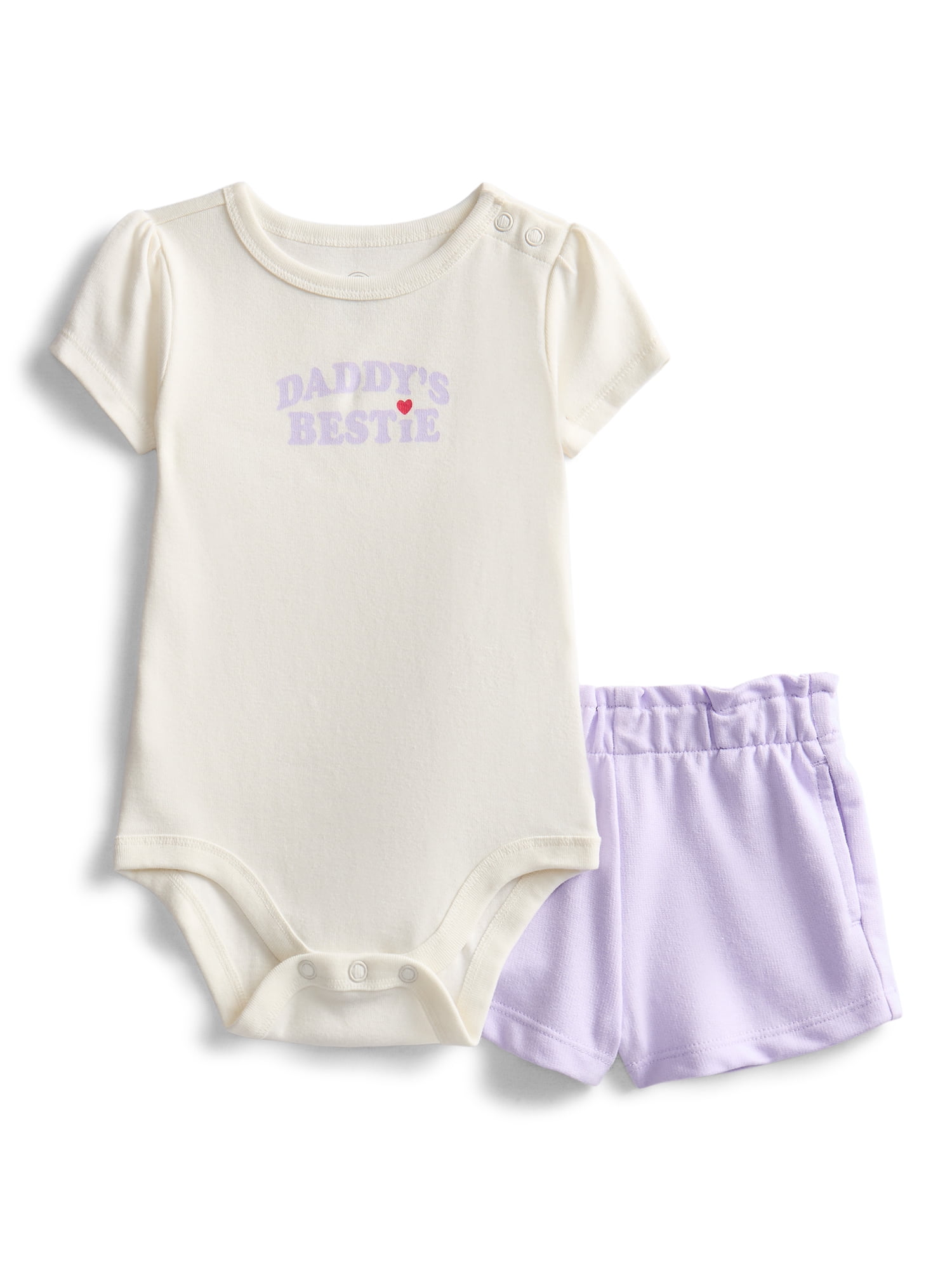 Wonder Nation Baby Girls Graphic Tee and Shorts Outfit Set, 6-Piece, Sizes 0M-24M