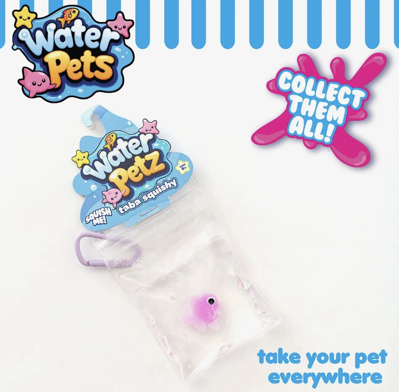 2) Water Pets Taba Squishies Pet Fish in a Bag Squeeze Stress Relief - Random color