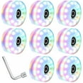 thumbnail image 1 of Roues à Roulettes 4 Pack avec Roulements Installés Quad Lumineux Roues Lumineuses pour Skateboard Double Rangée 32mm x 58mm, 1 of 6