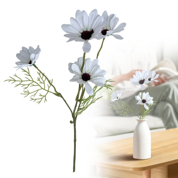 PLJFXXM Daisy Flowers Artificial Fake Mums Purple Silk Flowers Fall Decoration 21" Flower Arrangements for Outdoors Cemetery Grave Home Kitchen Table Wedding Decor
