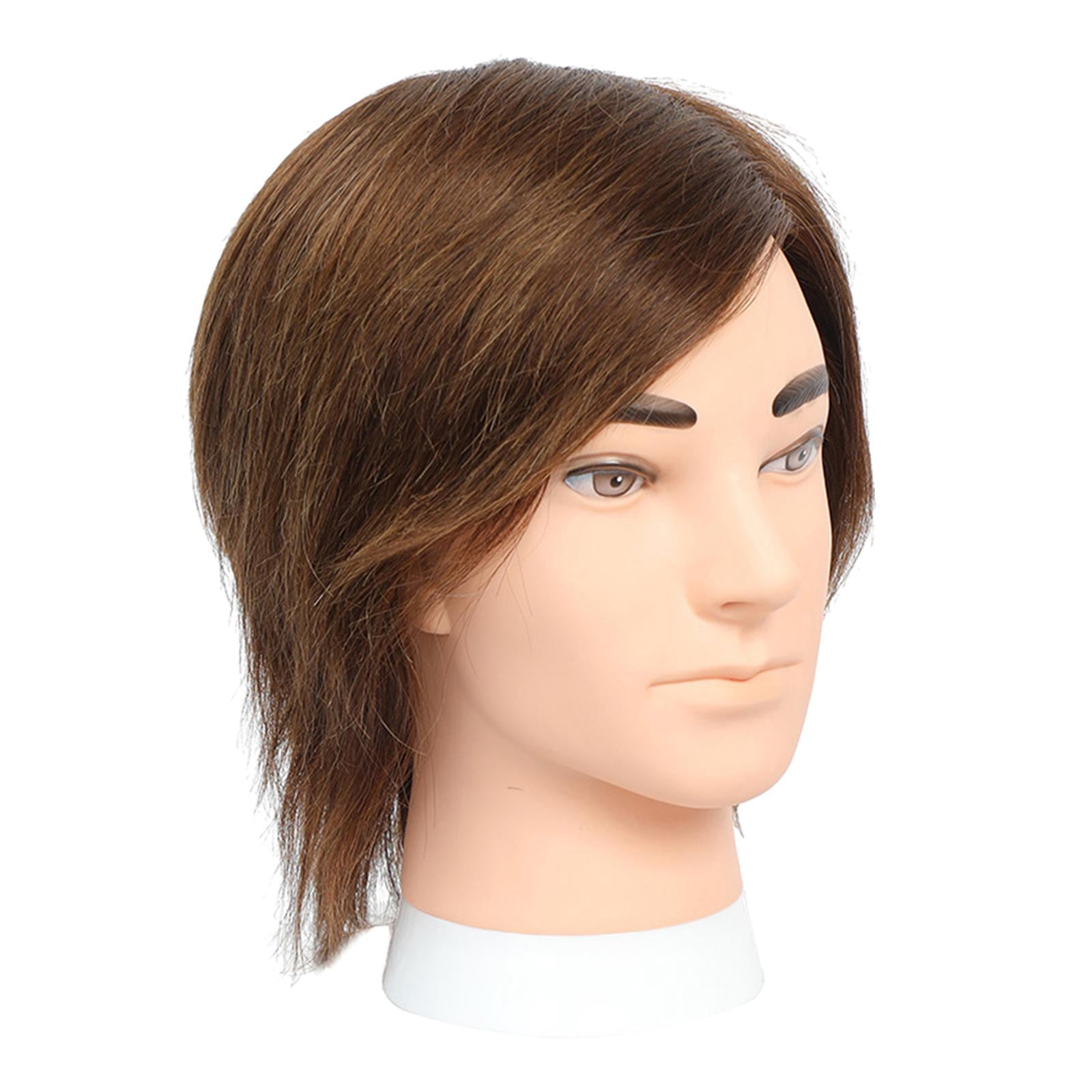 FITYLE Male Mannequin Head Practice Hairdressing Hair Cutting Barber Mannequin Head White Skin Brown