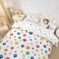 thumbnail image 3 of Homewish Colorful Dog Paws Bedding,Cartoon Animal Duvet Cover Full,White,Polkadot Reversible,3-Piece,1 Duvet Cover and 2 Pillowcases, 3 of 6