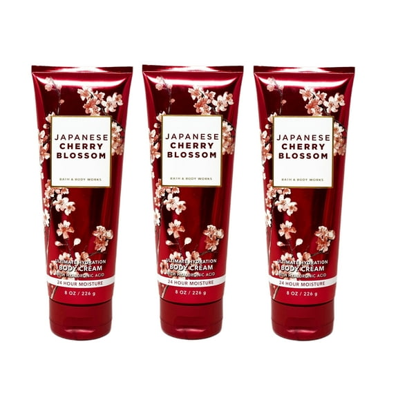 Bath and Body Works Japanese Cherry Blossom Ultra Shea Body Cream Trio Gift Set - Full Size