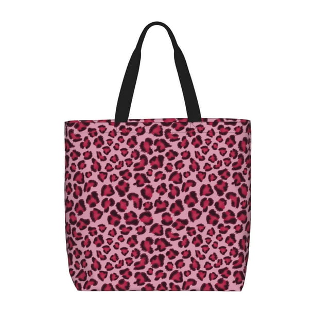 Easygdp Rose Leopard Print Bolsa Tote para Mujer, Bolso de Hombro para Trabajo, Playa, Viajes, Compras y Supermercado