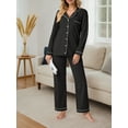 thumbnail image 4 of Cueply Womens Pajama Sets Long Sleeve Knit Button Down Pj Lounge Sets Sleepwear with Drawstring Pockets, 4 of 6