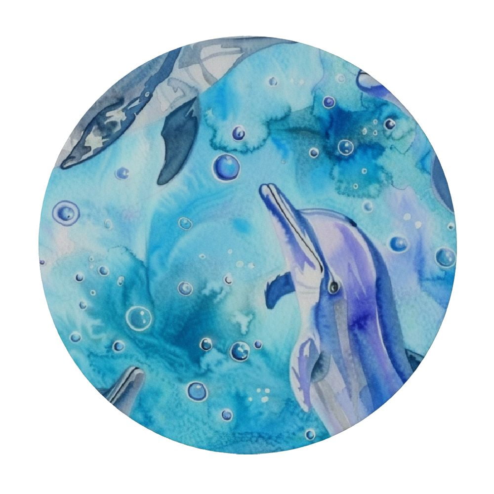 RUIYC Watercolor Dolphin Pattern Round Table Cover, Stain