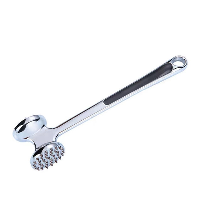 Ablandador de carne de doble cara, apto para lavavajillas, mazo de cocina con mango suave, mazo manual de metal para ablandar pollo, filetes, carne de res, cerdo y nueces.
