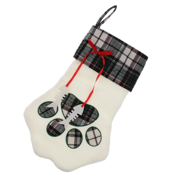 Calcetines de Navidad Perros Gato Pata Calcetines Regalos Bolsas Titulares Decoración Navideña Azul BLESIY titular de dulces de navidad