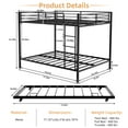 thumbnail image 7 of Miniyam Metal Full over Full Bunk Bed with Trundle, Space Saving Bunk Bed Frame with Ladder and Guardrails for Dorm, Apartment, Black, 7 of 7