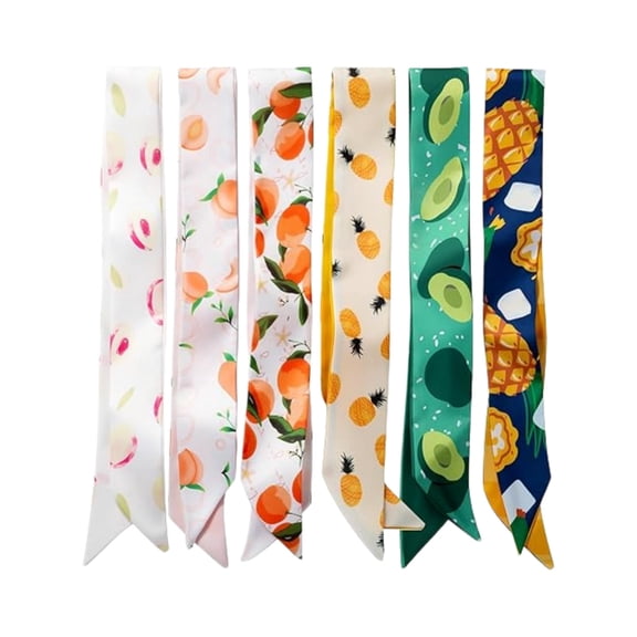 6 Pack Fashion Scarves for Women, Versatile Boho Head Scarf, Satin Scarf for Hair, Neck, Wrist, and Purse Accessories