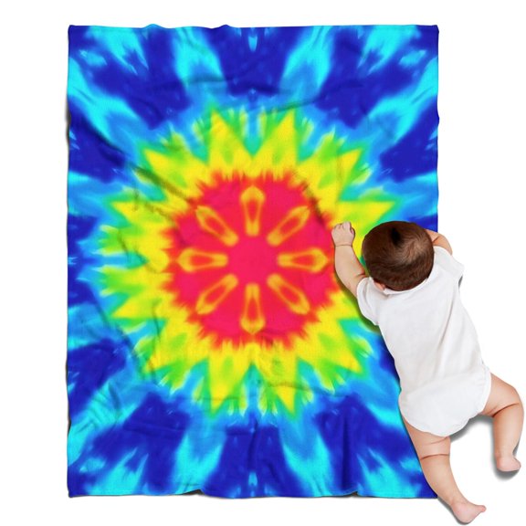 Rainbow Tie Dye Mandala Pattern Blanket,Comfortable Soft Flannel Throw Blanket,All Season,Warm Lightweight Blankets for Sofa Bed Couch Living Room Chair,30"x40"