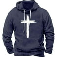 thumbnail image 3 of Jinhomg Comfortable Pullover Hoodie for Men 2025 Trendy Crucifix Graphic Sweatshirts Big and Tall Long Sleeve Athletic Tops with Kangaroo Pockets Deal of The Day Navy M, 3 of 4