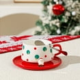 thumbnail image 2 of Christmas Ceramic Mug with Lid and Spoon, Cute Santa & Reindeer Design, Bow Handle Coffee Cup for Hot Chocolate, Tea & Holiday Gift, 2 of 5