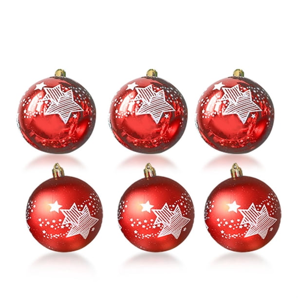 Paquete de 6 Bolas de decoración de Navidad Colgantes de Navidad Árboles de árboles Adornos Ceremonia Party Decorations Hotel Home Supplies Red kenally HA009800-02B